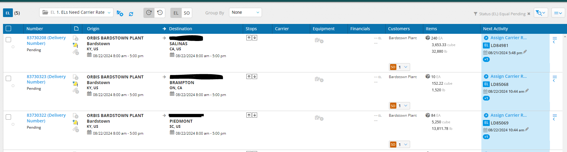 MercuryGate assigning Carrier rates